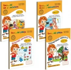 Coperta cărții Pachet 4 carti Grupa mica: 1. Limba si comunicare; 2. Activitati matematice; 3. Cunoasterea mediului; 4. Om si societate (editie 2025)