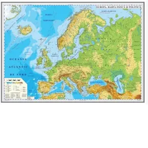 Coperta cărții Europa. Harta fizica si politica 700x500mm (fara sipci)