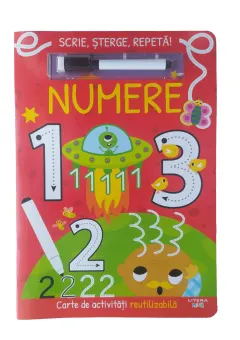 Coperta cărții Scrie, sterge, repeta! Numere. Carte de activitati reutilizabila