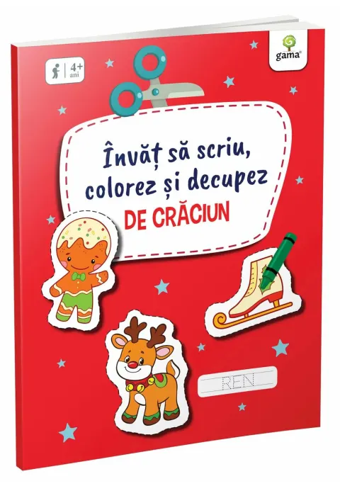 Coperta cărții Învăț să scriu, colorez și decupez de Crăciun