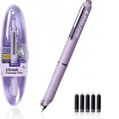 Coperta cărții Stilou retractabil Writech F, corp violet cu cutie cadou si 5 patroane cerneala albastre
