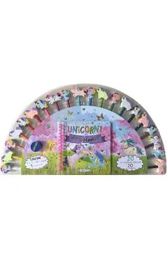 Coperta cărții Unicorni de colorat + 20 creioane