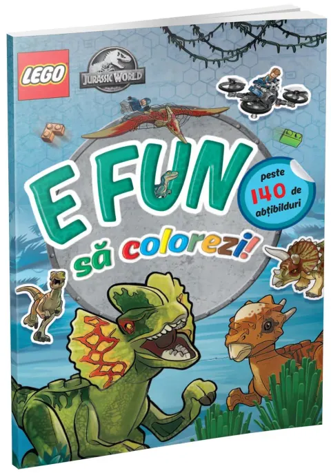 Coperta cărții E fun sa colorezi - Jurassic World (carte de colorat cu abtibilduri)