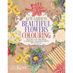 Coperta cărții The Kew Gardens Beautiful Flowers Colouring Kit - The Royal Botanic Gardens Kew.