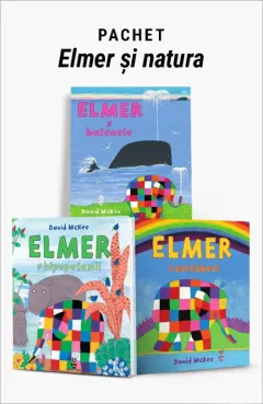 Coperta cărții Pachet Elmer și natura. Elmer și balenele/Elmer și hipopotamii/Elmer și curcubeul - David McKee