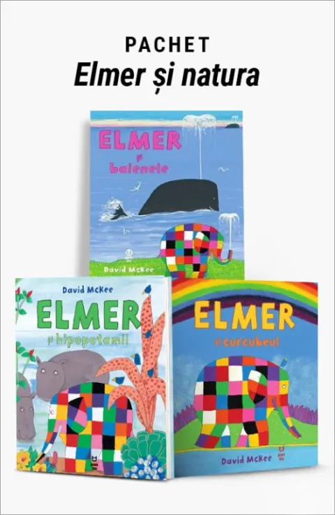 Coperta cărții Pachet Elmer și natura. Elmer și balenele/Elmer și hipopotamii/Elmer și curcubeul - David McKee