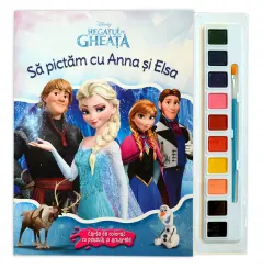 Coperta cărții Regatul de gheață. Să pictăm cu Anna si Elsa. Carte de colorat cu pensulă și acuarele