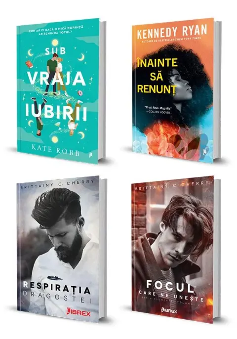 Coperta cărții Pachet Sub vraja iubirii + Inainte sa renunt + Focul care ne uneste + Respiratia dragostei. Set 4 carti