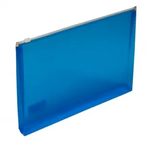 Coperta cărții Mapa plastic A4 cu burduf si inchidere cu fermoar, culoare albastru