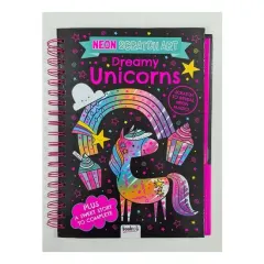Coperta cărții Neon Scratch Art: Dreamy Unicorns (Scratch Art Fun(...)