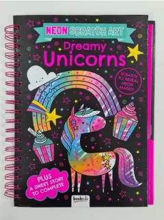 Coperta cărții Neon Scratch Art: Dreamy Unicorns (Scratch Art Fun(...)