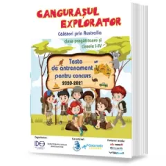 Coperta cărții Cangurasul explorator. Teste de antrenament pentru concurs 2020-2021. Calatori prin Australia. Clasa pregatitoare si clasele I-IV