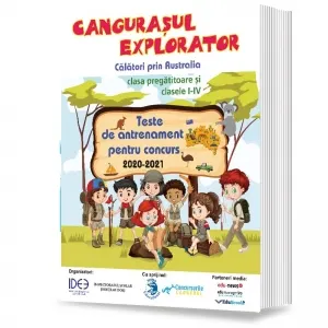 Coperta cărții Cangurasul explorator. Teste de antrenament pentru concurs 2020-2021. Calatori prin Australia. Clasa pregatitoare si clasele I-IV