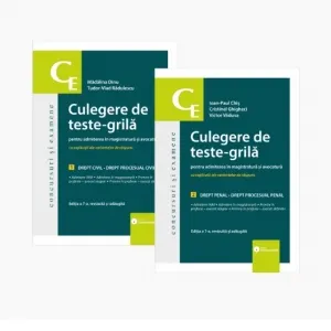 Coperta cărții Culegere de teste-grila pentru admiterea in magistratura si avocatura. Editia a 7-a, 2 volume: 1. Drept civil. Drept procesual civil 2. Drept penal. Drept procesual penal