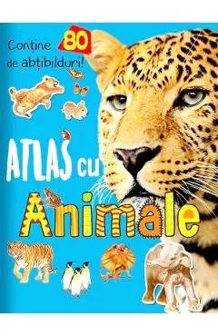 Coperta cărții Atlas cu animale. Contine 80 de abtibilduri