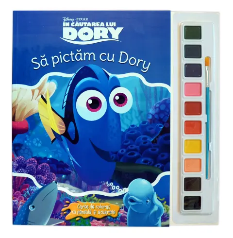 Coperta cărții În căutarea lui Dory. Să pictăm cu Dory. Carte de colorat cu pensulă și acuarele