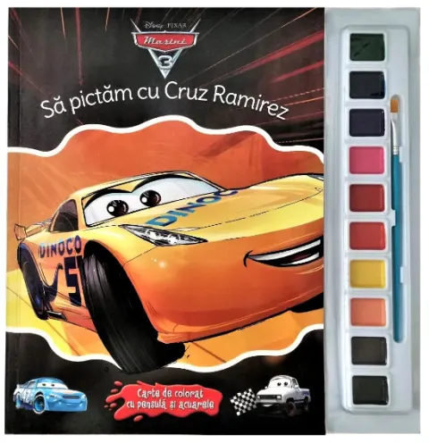Coperta cărții Disney. Mașini 3. Să pictăm cu Cruz Ramirez. Carte de colorat cu pensulă și acuarele