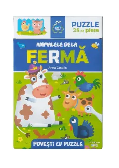 Coperta cărții Povești cu puzzle. Animalele de la fermă