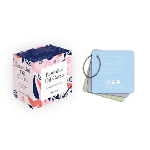 Coperta cărții ESSENTIAL OIL CARDS The Everyone Edition Full -color Cards with Metal Ring-hold