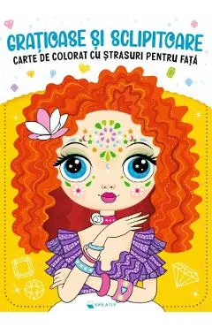Coperta cărții gratioase si sclipitoare - carte de colorat cu strasuri pentru fata