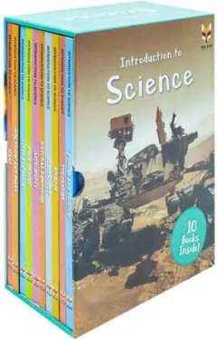 Coperta cărții Children Introduction To Science For Beginners (Series 1) 10 Hardback Book collection Set: (Astronomy, Electricity, Food Chains, Forces And Motion, ... Storms, Sun, Moon And Stars, Volcanoes)