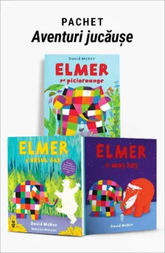 Coperta cărții Pachet Aventuri jucăușe. Elmer pe picioroange/Elmer și ursul alb/Elmer și Moș Roș - David McKee