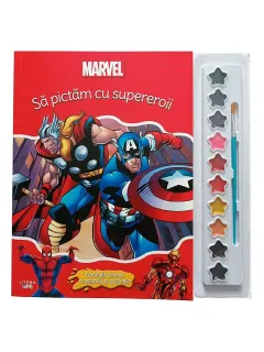Coperta cărții Marvel. Să pictăm cu supereroii. Carte de colorat cu pensulă și acuarele