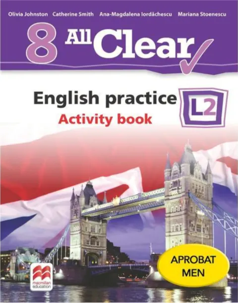 Coperta cărții All Clear. English practice. Activity book. L 2. Lectia de engleza (clasa a VIII-a)