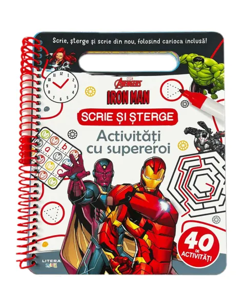 Coperta cărții Marvel. Avengers. Iron Man. Scrie și șterge. Activități cu supereroi