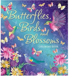 Coperta cărții Butterflies, birds and blossoms coloring book