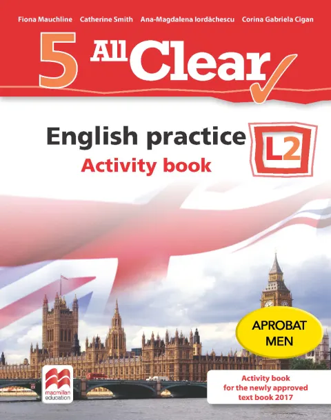 Coperta cărții All Clear. English practice. Activity book. L 2. Lectia de engleza (clasa a V-a)