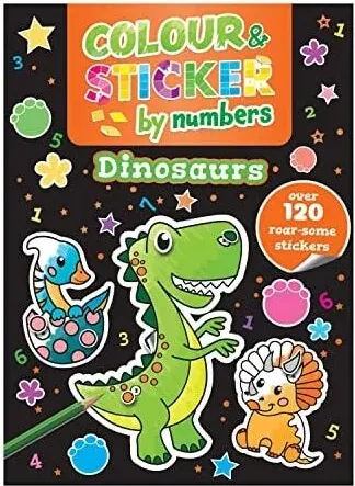 Coperta cărții Colour And Sticker By Numbers Dinosaurs (Csa Class(...)