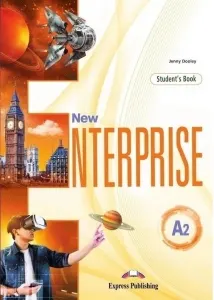 Coperta cărții Curs limba Engleza New Enterprise A2. Manualul elevului cu digibook app.