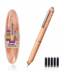Coperta cărții Stilou retractabil Writech corp portocaliu cu cutie cadou si 5 patroane cerneala albastre