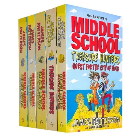 Coperta cărții James Patterson Middle School Treasure Hunters 5 Books Collection Set Treasure Hunters Danger Down.