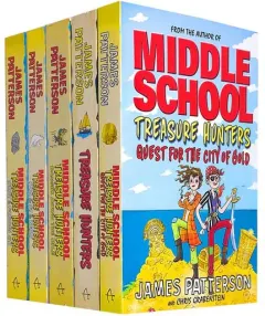 Coperta cărții James Patterson Middle School Treasure Hunters 5 Books Collection Set Treasure Hunters Danger Down.