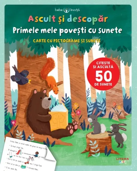 Coperta cărții Bebe invata. Ascult si descopar. Primele mele povesti cu sunete. Carte cu pictograme si sunete