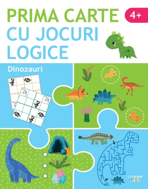 Coperta cărții Prima carte cu jocuri logice. Dinozauri (4+)