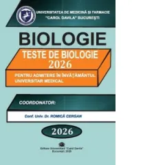 Coperta cărții Teste de biologie 2026 pentru admiterea in invatamantul universitar medical