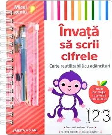 Coperta cărții Invata sa scrii cifrele. Carte reutilizabila cu adancituri (4-5 ani)