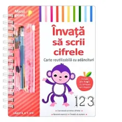 Coperta cărții Invata sa scrii cifrele. Carte reutilizabila cu adancituri (4-5 ani)