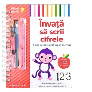 Coperta cărții Invata sa scrii cifrele. Carte reutilizabila cu adancituri (4-5 ani)