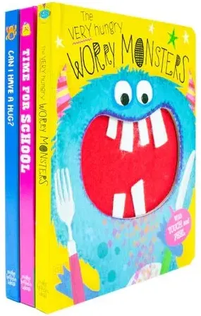 Coperta cărții The Very Hungry Worry Monsters Touch And Feel Library 3 Books Set (the Very Hungry Worry Monsters, Can I Have A Hug, Time For School)