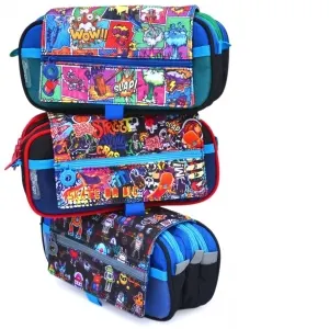 Coperta cărții Penar Office box tip etui, 3 fermoare, diverse modele, editie pentru baieti
