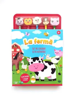 Coperta cărții La ferma. Set de colorat si de activitati. 30 de activitati + 5 creioane si radiere (4+)