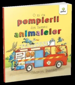 Coperta cărții O zi cu pompierii din lumea animalelor
