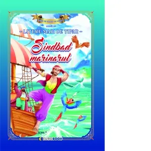 Coperta cărții Sindbad marinarul. Carte de colorat cu povesti scrisa cu litere mari de tipar