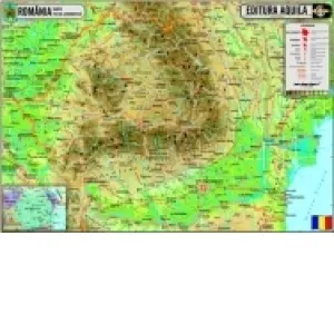 Coperta cărții Harta Romania - duo 70x50 cm, cu sipci de plastic