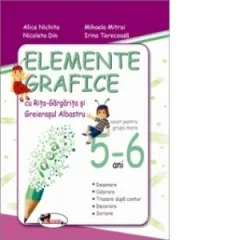 Coperta cărții Elemente grafice cu Rita-Gargarita si Greierasul Albastru. Caiet pentru grupa mare 5-6 ani