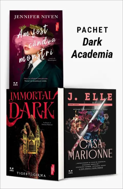 Coperta cărții Pachet Dark Academia. Am fost cândva monștri/Immortal Dark/Casa Marionne - Jennifer Niven